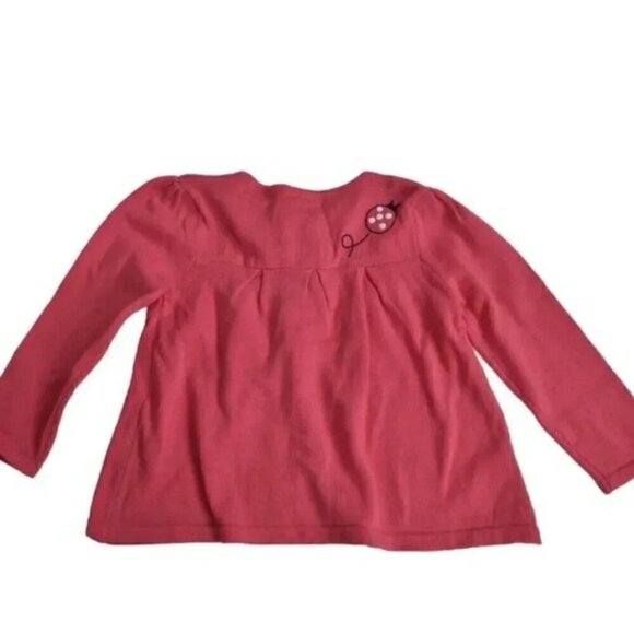 Nwt Pink Cardigan Sweater Ladybug Flower Embroidered Cotton Size 2T - Picture 7 of 8